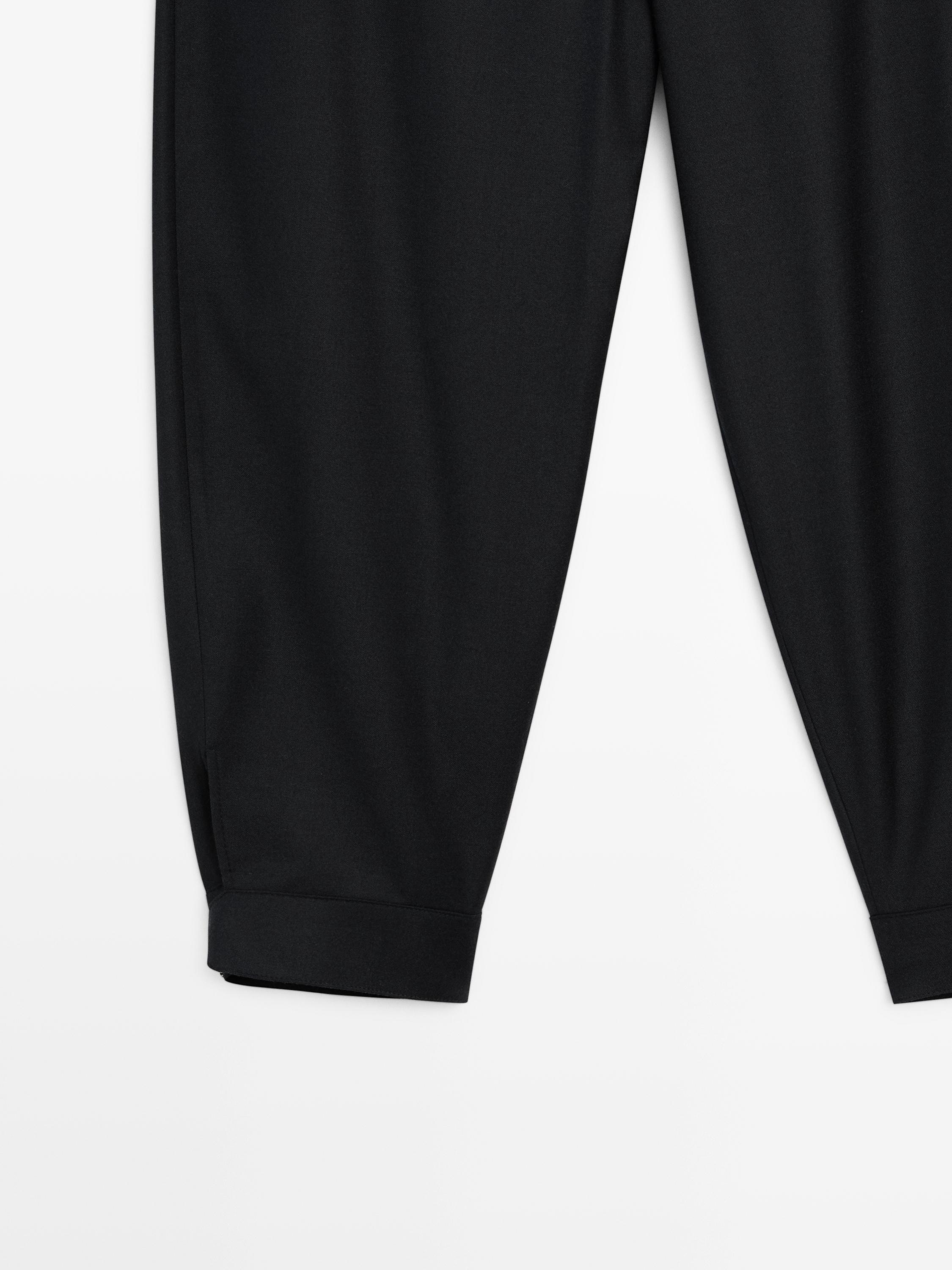 Pantalon bouffant avec boucle en laine mélangée